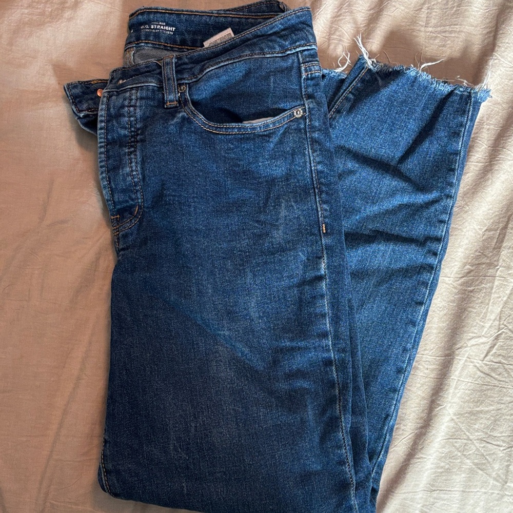 Old Navy Distressed Ankle Jeans - Dark Blue
